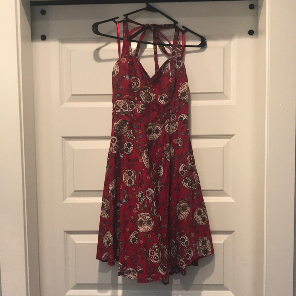 Hell Bunny 50’s style Halter Dress Skull Print